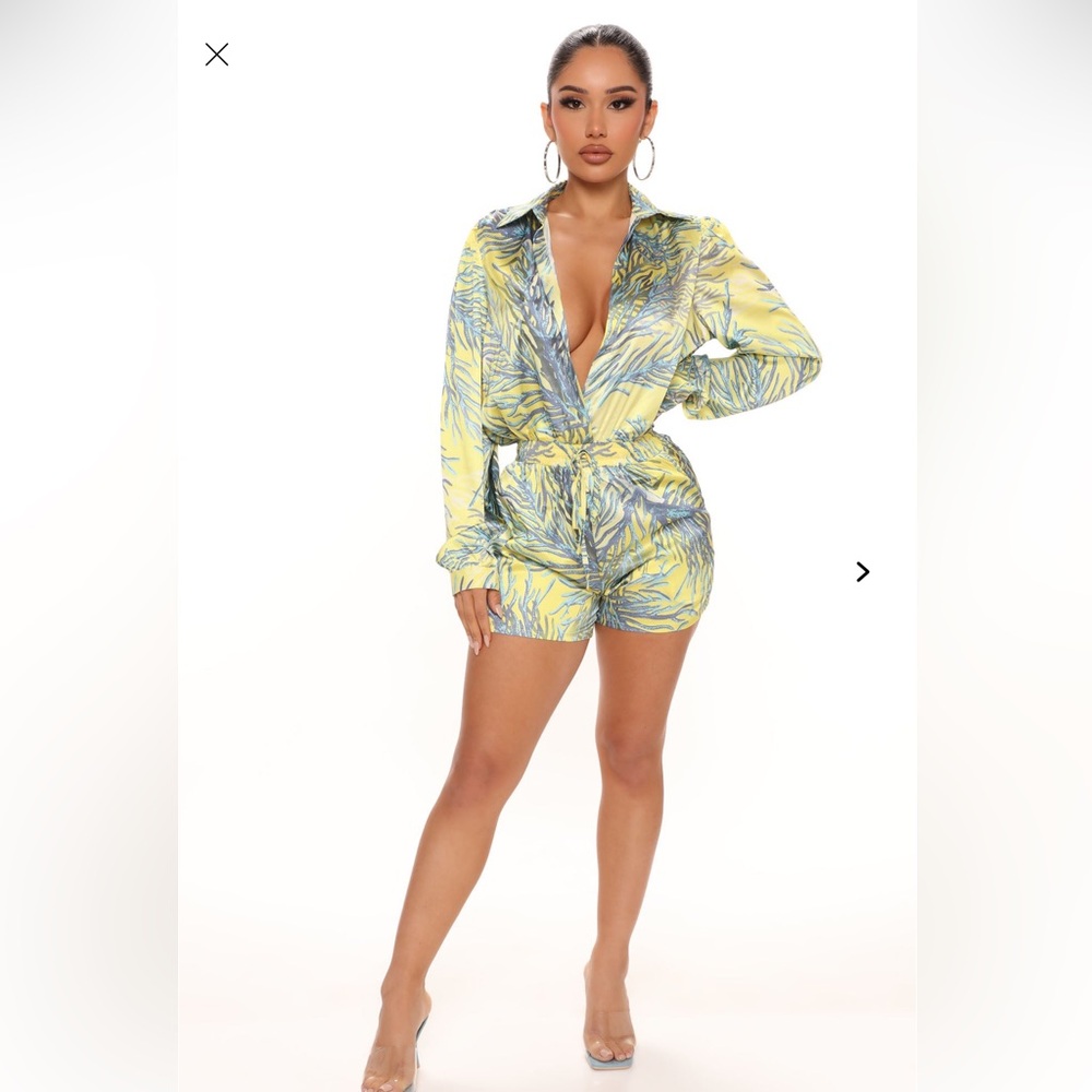 Yellow and Blue Patterned Romper